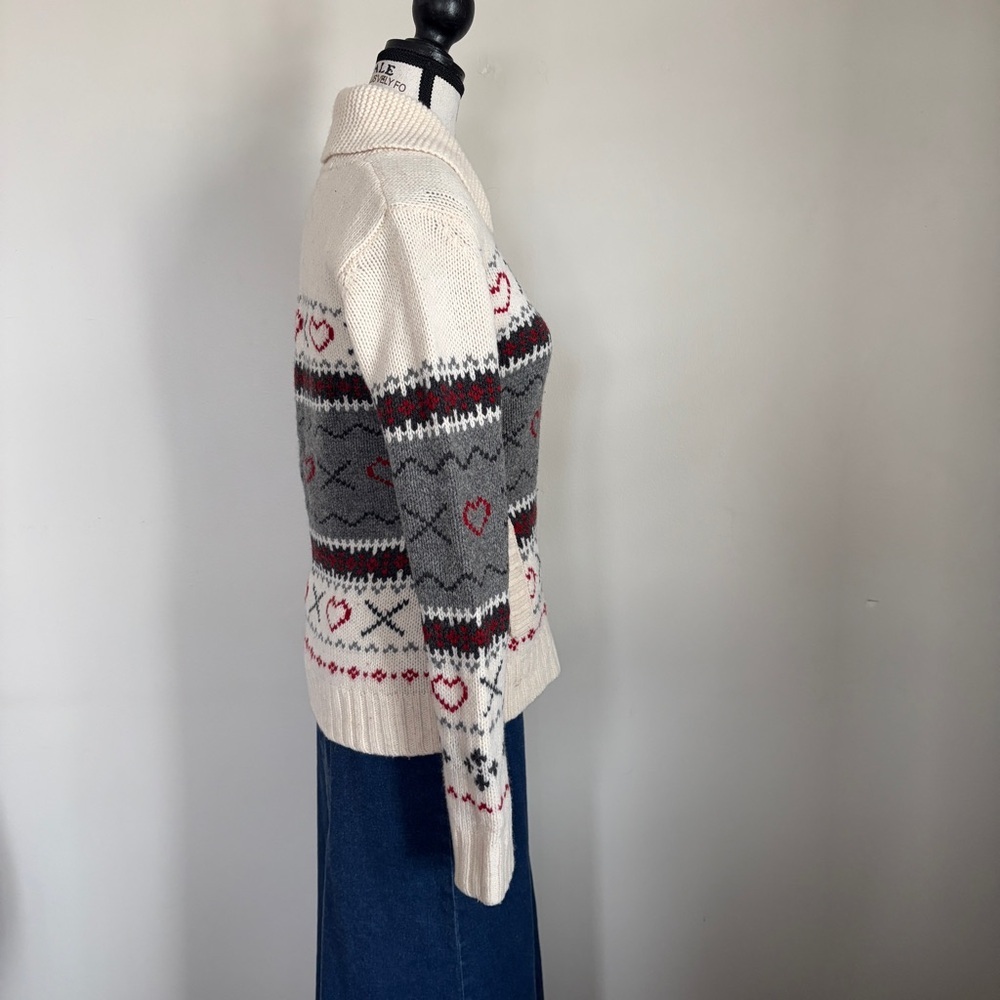 Roots Cowichan Wool Zip Up Sweater Cottagecore 100% Lambswool - Picture 4 of 8